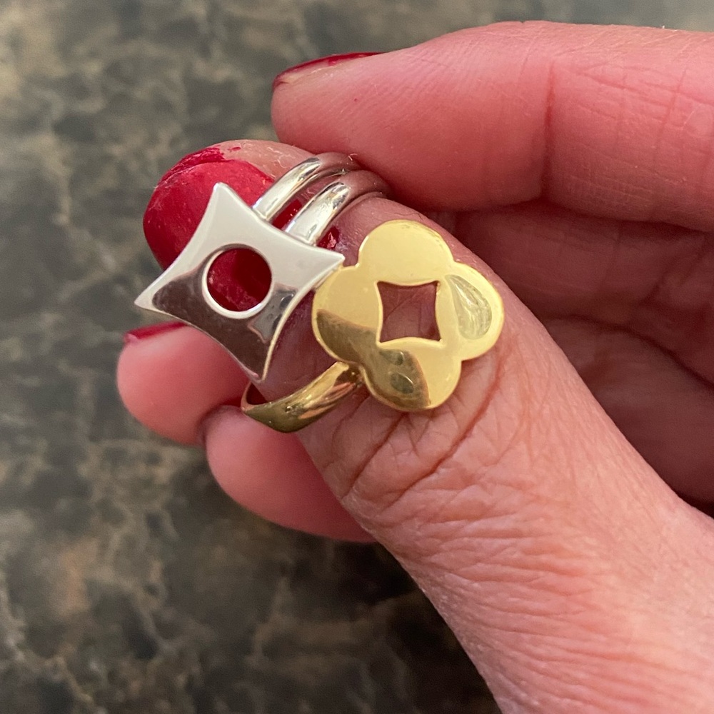 💐Italian 14K Two Tone Gold Bypass Open Band Ring